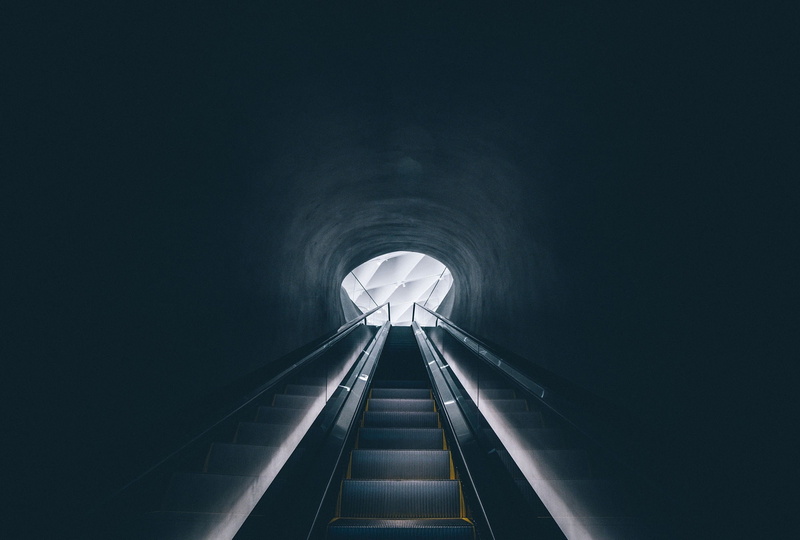 the way forward, Los Angeles, symmetry, indoors, futuristic, architecture, direction, tunnel, mode of transportation, illuminated, museum, lighting equipment