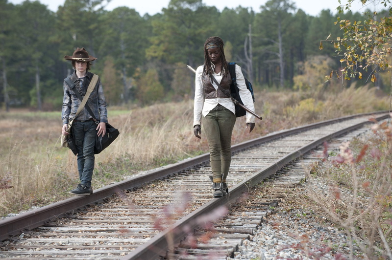 Carl Grimes, railroad track, full length, nature, track, 1080P, couple - relationship, young adult, men, rail transportation, transportation, The Walking Dead