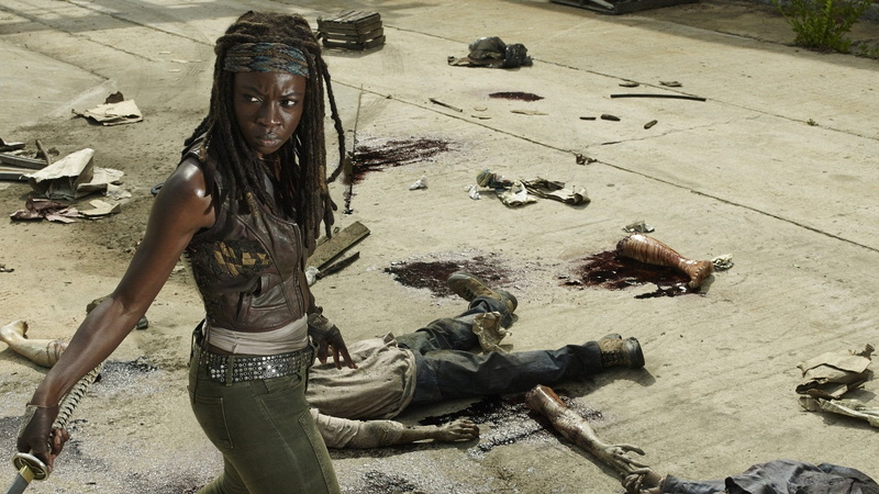 1080P, women, casual clothing, Danai Gurira, hairstyle, one person, looking at camera, leisure activity, Michonne (The Walking Dead), TV Show, occupation