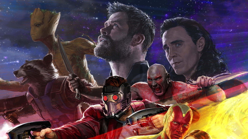 Loki, Drax The Destroyer, sculpture, incidental people, looking, Dave Bautista, Tom Hiddleston, Star Lord, arts culture and entertainment, young men, celebration