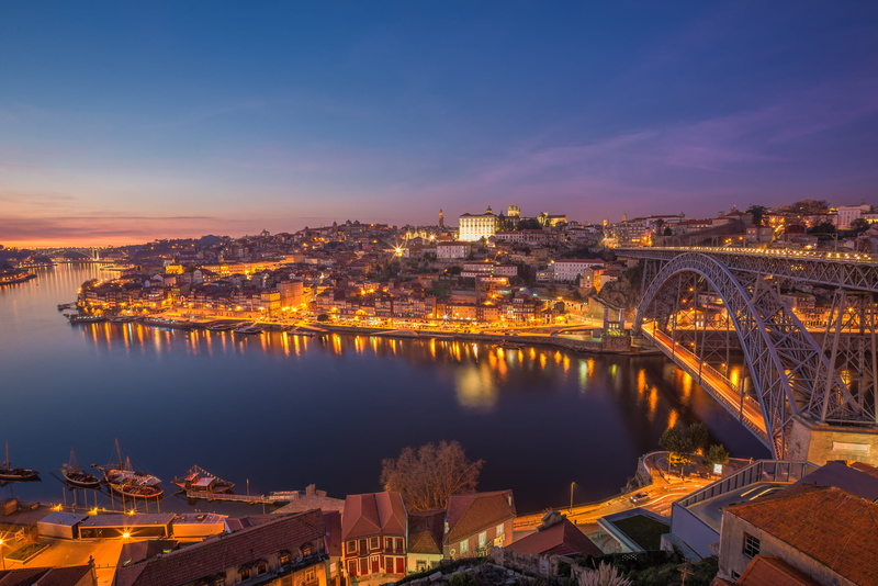 river, Porto, dawn, travel destinations, architecture, reflection, nature, city, arch bridge, building exterior, cloud - sky, bridge, 1080P, connection
