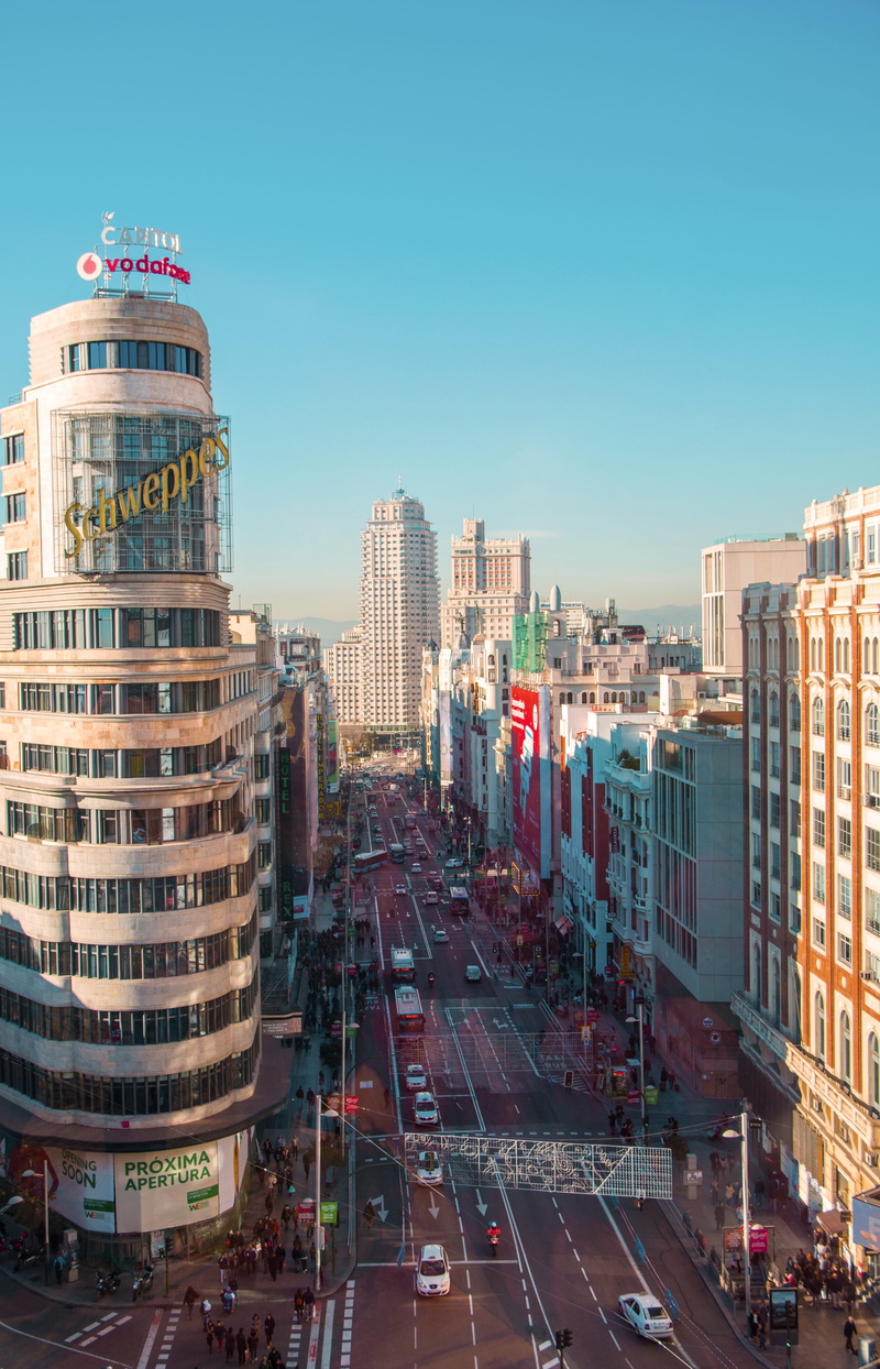 clear sky, city, building, square, buildings, european, famous, skyscraper, tourism, rise, monument, place, tall - high, landmark, transportation, no people