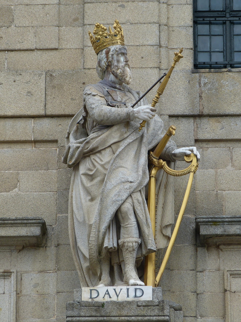 Figure, spain, male likeness, David, king, carving - craft product, stone material, wall - building feature, day, escorial, no people, built structure