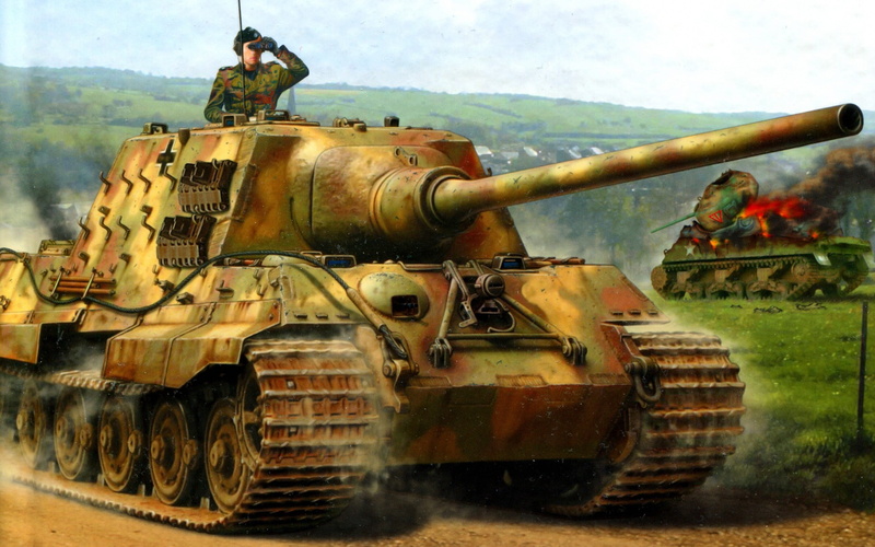 digital, outdoors, armored tank, mode of transportation, transportation, conflict, day, tank, Hunting tiger, men, Tank destroyers, Ausf. B, land vehicle