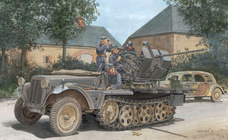 shooting, Flak30, soldiers, figure, Oradea, APC, men, four, SdKfz10/4, 1080P, 20mm, readiness, The second world war, half-track, battle, art