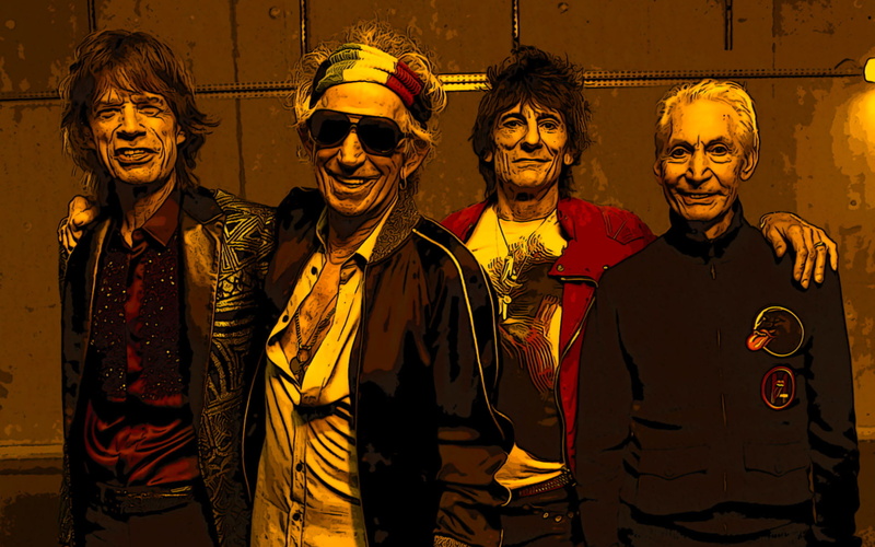 stones, smiling, costume, group of people, rolling, portrait, 1080P, celebration, performance, Music, leisure activity, front view, bon, young adult, males