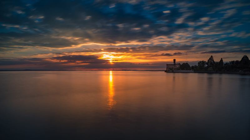 evening sky, scenics - nature, romantic, tranquility, fährbrücke, cloud - sky, idyllic, non-urban scene, no people, outlook, calm, afterglow, Sunset, view