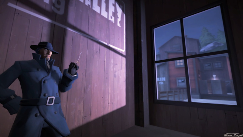Spy (TF2), building, Source Filmmaker, three quarter length, day, door, architecture, outdoors, 1080P, technology, clothing, wooden, business, one person