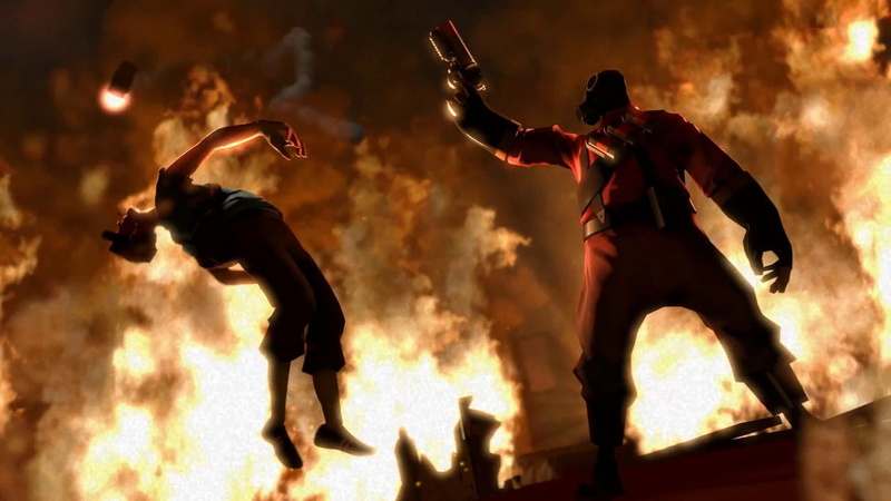 Team Fortress 2, 1080P, performance, adult, nature, arms raised, mid-air, determination, motion, sportsman, group of people, competition, night, full length