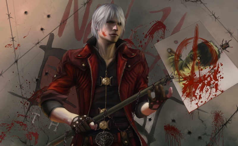 holding, 2K, wall - building feature, weapon, standing, one person, Dante, leisure activity, portrait, illustration, may, women, clothing, indoors, Devil