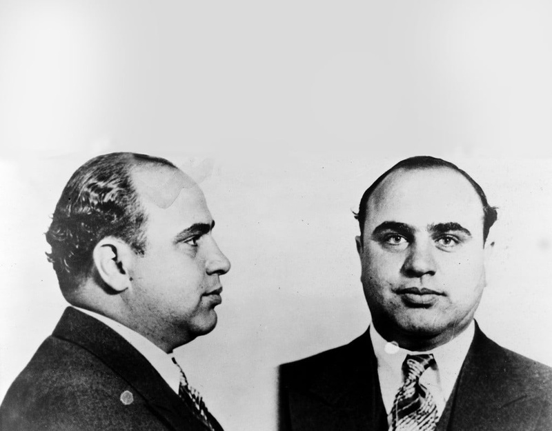 full suit, men, Al Capone, people, 480P, menswear, wall - building feature, headshot, young men, two people, digital composite, portrait, adult, necktie