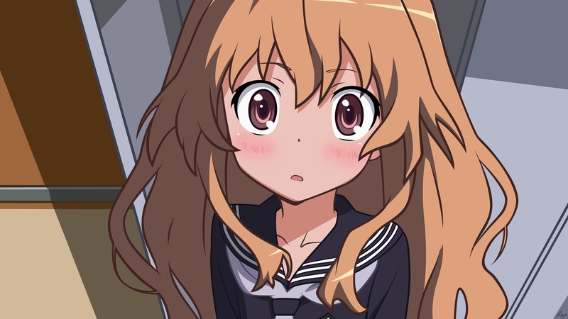 front view, illustration, human representation, close-up, school uniform, brown, female, anthropomorphic, Toradora!, Aisaka Taiga, haired, mammal, anime girls