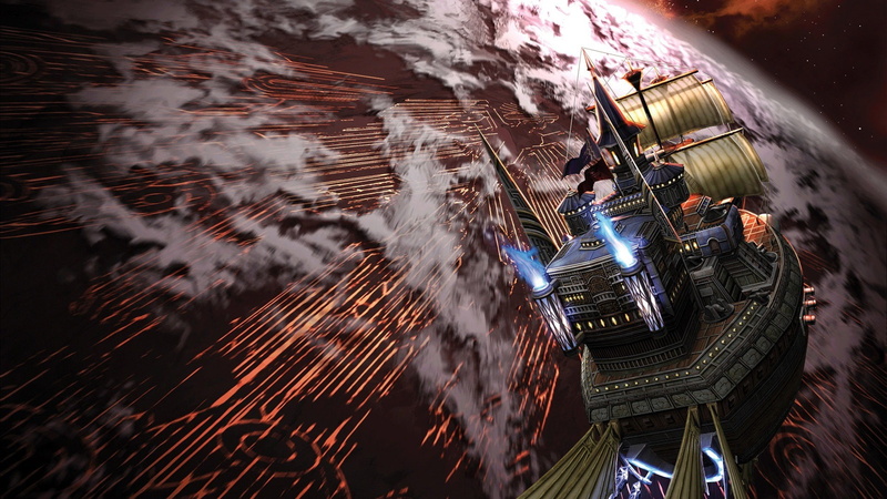 pirates, Rogue Galaxy, speed, stars, lighting equipment, illuminated, clouds, celebration, video games, flying, artwork, place of worship, water, space