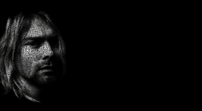 Artistic, 1080P, copy space, sadness, adult, black and white, body part, kurt cobain, portrait, front view, one person, indoors, facial expression, men