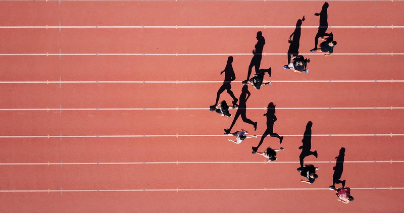 outdoors, athlete, cooperation, exercise, track and field, field, stadium, track and field event, track event, running, shadow, challenge, sport, group of people