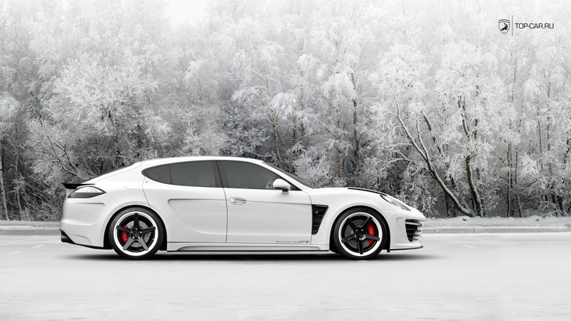 porsche panamera, view, panamera, 4K, white cars, porsche, cars, side view, winter, side, white