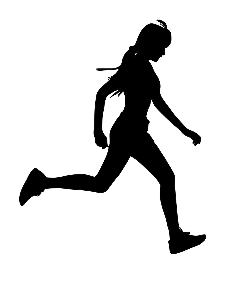 side view, marathon, sports, exercise, silhouette, run, speed, beautiful woman, people, leisure activity, woman, dancing, white background, one person