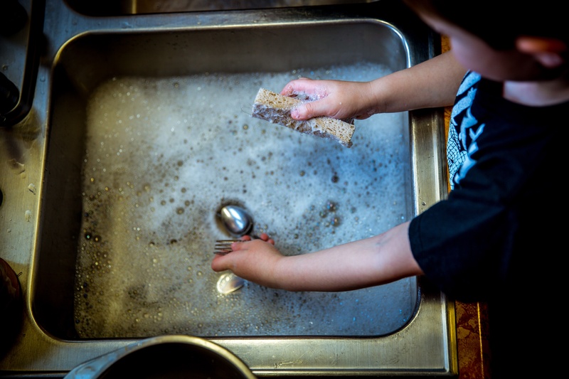 domestic kitchen, stainless, hand, dishwasher, household equipment, dishwashing, housework, offspring, preparation, food and drink, grandma, cleaning, sink