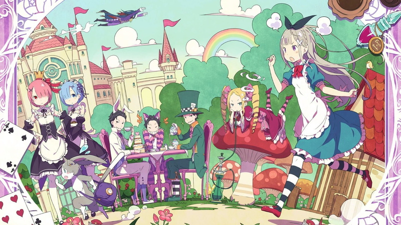 Crown, Card, 1080P, Dress, Re:ZERO -Starting Life in Another World-, Mushroom, Cat, Bird, Emilia (Re:ZERO), Pack (Re:ZERO), Alice In Wonderland, Anime