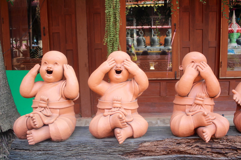 Buddha, finger man, funny, three, dont look, no people, yoga, not hear, built structure, Stone, Sculpture, dont talk, plank, do not speak, stone figure