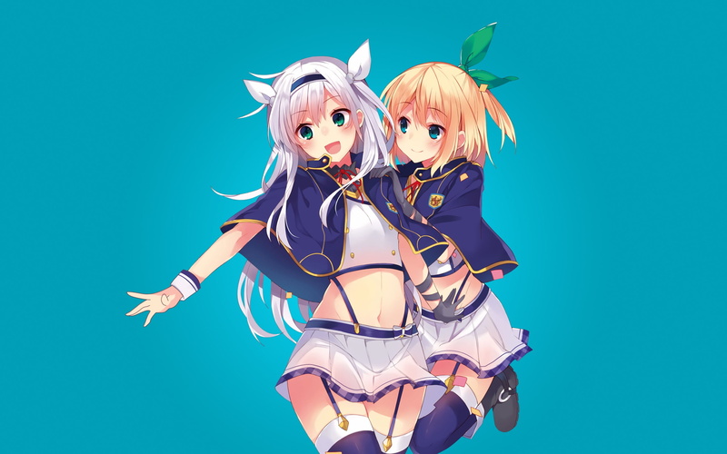 women, Lumia Tingel, blue, looking at camera, colored background, females, 2K, young women, anime girls, beautiful woman, young adult, Rokudenashi Majutsu Koushi to Akashic Records