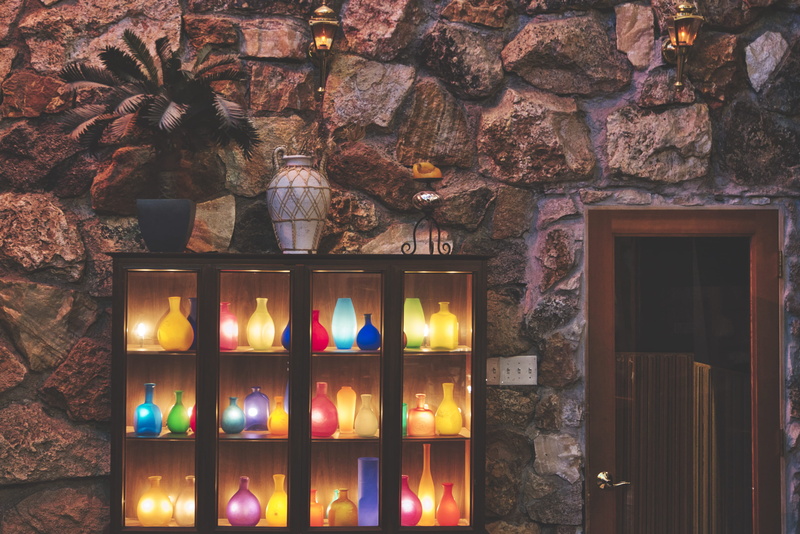 electric lamp, choice, arrangement, traffic light, transparent, stone wall, vase, nikon, illuminated, interior design, window, wall - building feature