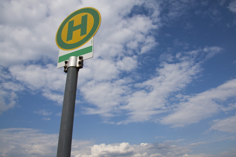 sign, geometric shape, day, guidance, Traffic, pole, road Sign, transport, green, logo, outdoors, symbol, Bus Stop, post, communication, tram, text, white
