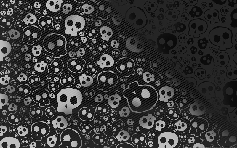 1080P, gray, black, heads, textile, background, skull, print