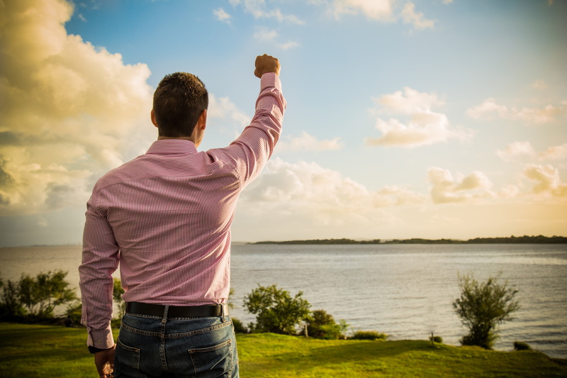 sky, mid adult, standing, arms raised, nature, human arm, real people, outdoors, land, cloud - sky, rear view, none, waist up, leisure activity, casual clothing