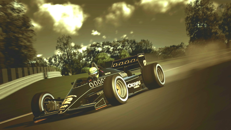 wheel, cloud - sky, 1080P, sky, day, Gran Turismo 6, western script, land vehicle, motor vehicle, mode of transportation, plant, sport, Formula 1, blurred motion