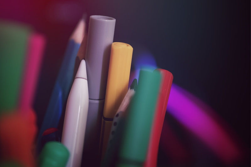 choice, no people, cylinder, studio shot, close-up, paper, brush, business, variation, office, ukraine, pen, crayon, colors, pink color, indoors, white board