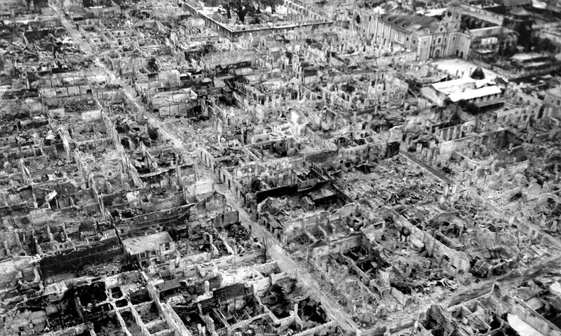obsolete, building exterior, destruction, decline, ruined, ruins, Philippines, close-up, black And White, cityscape, aerial View, building, no people, day