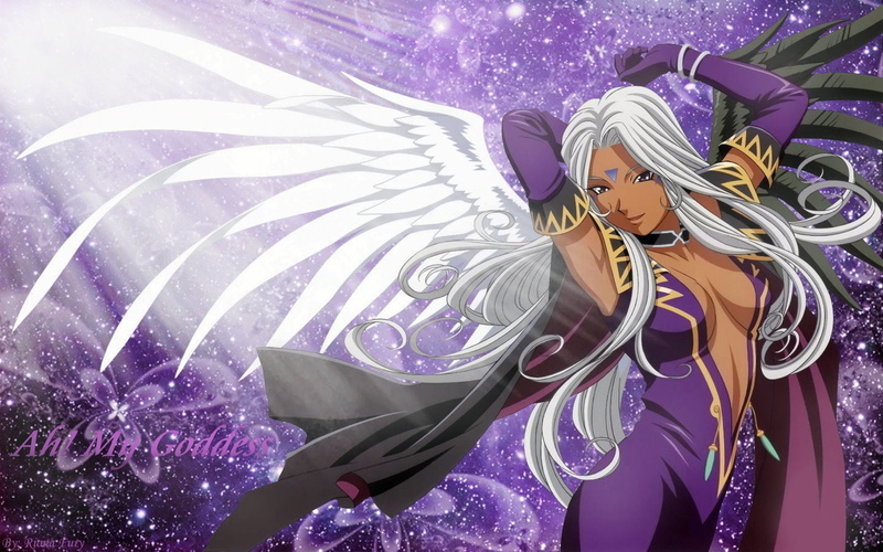 720P, art, Ah My Goddess, goddess, elegant, hd, Demon, black skin, ah, anime, Black
