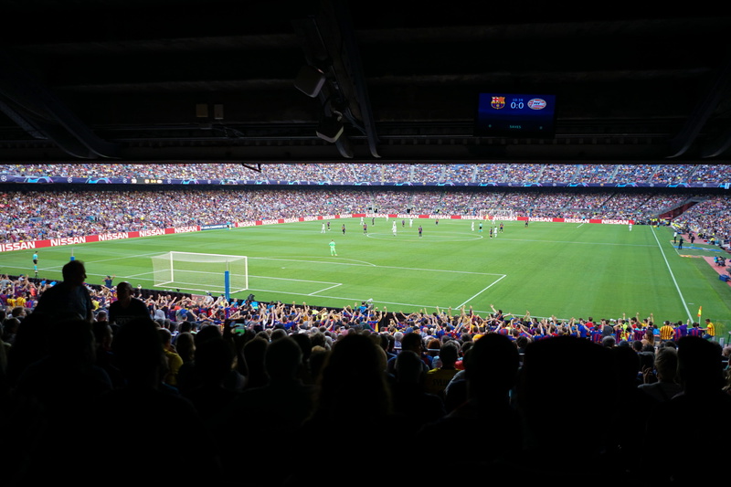 spectator, large group of people, 4K, togetherness, crowd, competition, building, camp nou stadium, men, women, supporter, adult, real people, ceiling