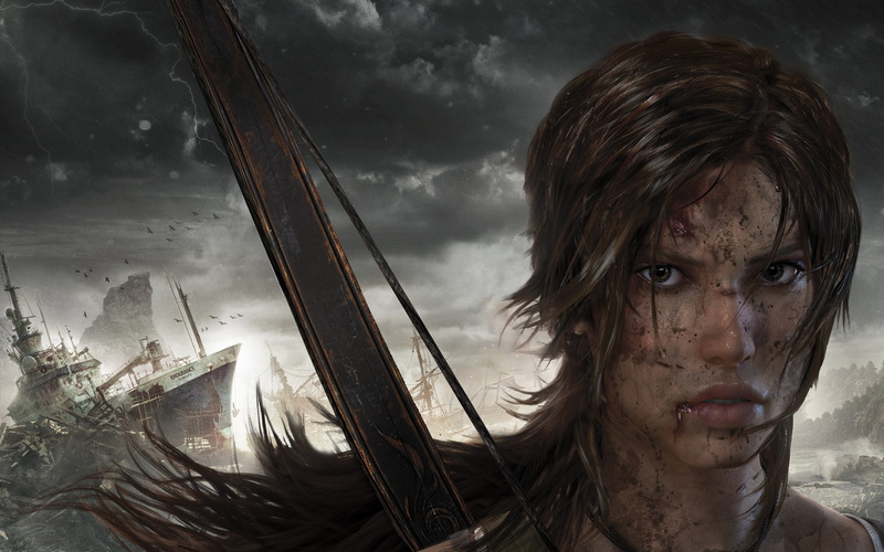 bow, brunette, croft, face, lara, tomb, 2K, blood, raider, hd, video games