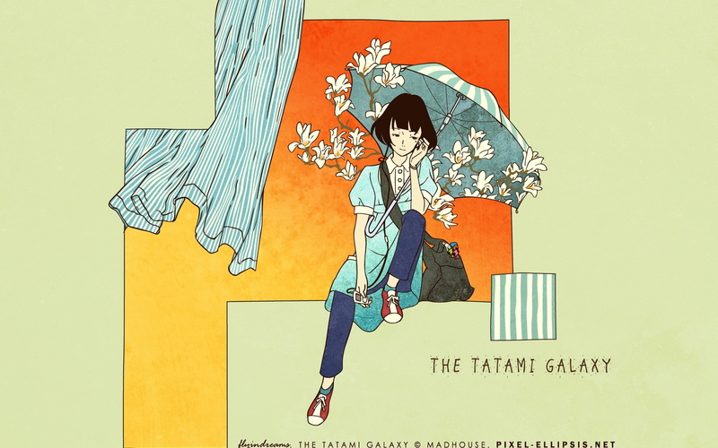 The Tatami Galaxy, shinwa, galaxy, taikei, anime, 1080P, x, yojouhan, space, art, hd, tatami, galaxies