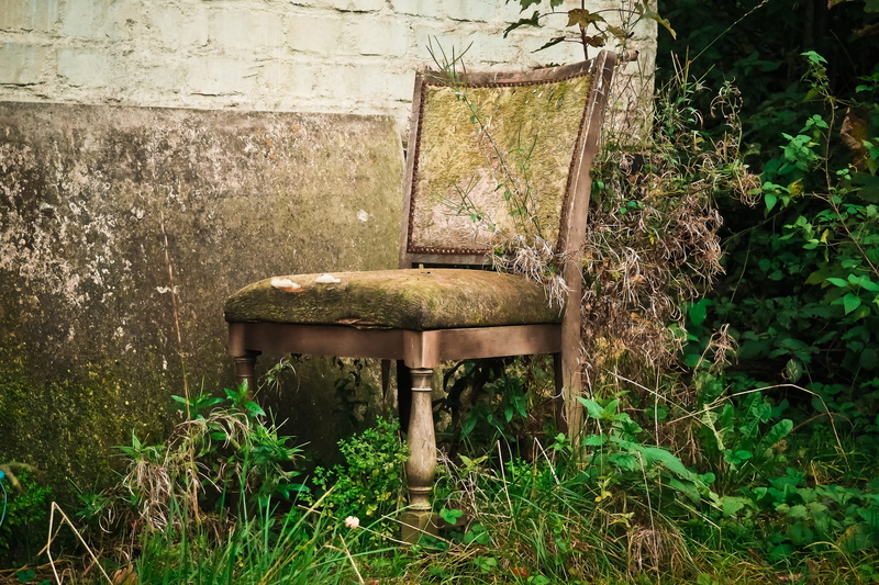masonry, outdoors, atmosphere, padded, frightening, memories, lapsed, bench, gloomy, weathered, run-down, decay, passed, ailing, wooden, darkness, mood