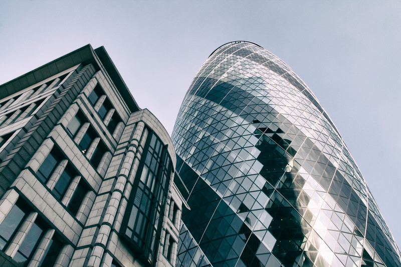 skyscraper, blue, nature, glass - Material, built Structure, Wide angle, sky, architecture And Buildings, office building exterior, City of London, financial District