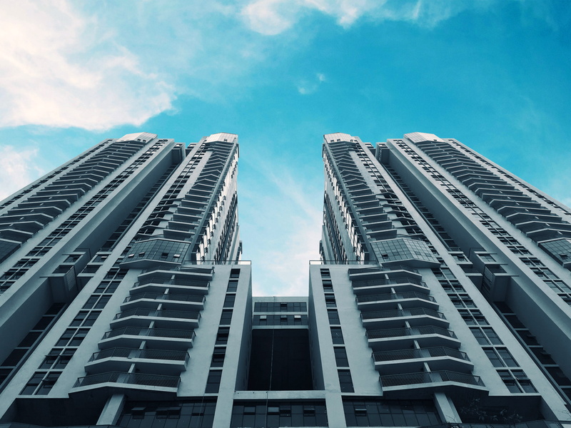 buildings, low angle view, architecture, apartment, cityscape, blue, urban Scene, modern, landscape, skyscraper, building, facade, photo, downtown District