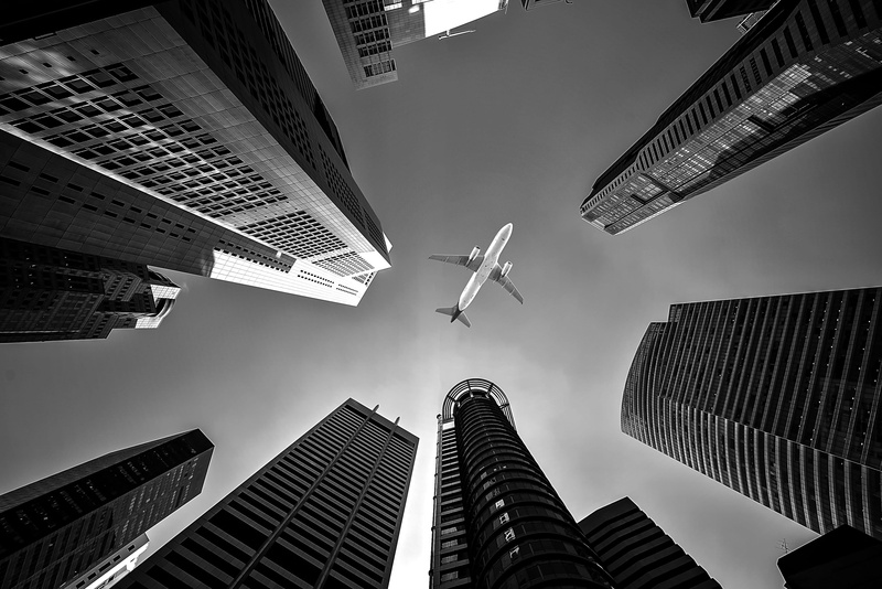 low angle view, 2K, motion, tour, modern, angle, skyscraper, silhouette, lifestyle, urban skyline, buildings, tall - high, lamp, built structure, low