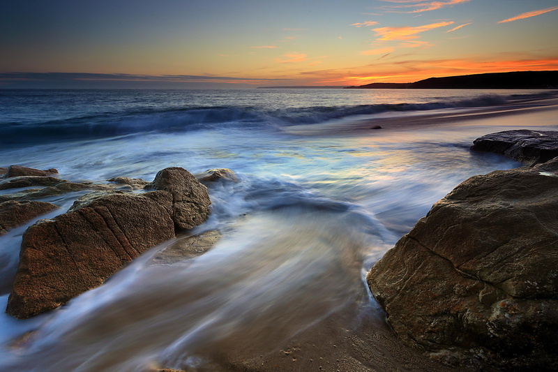 sea, scenics, 2K, autumn, outdoors, nature, sky, rock - Object, Praa Sands, seascape, seashore, water, beach, Tide, wave, coastline, sunset, illustration
