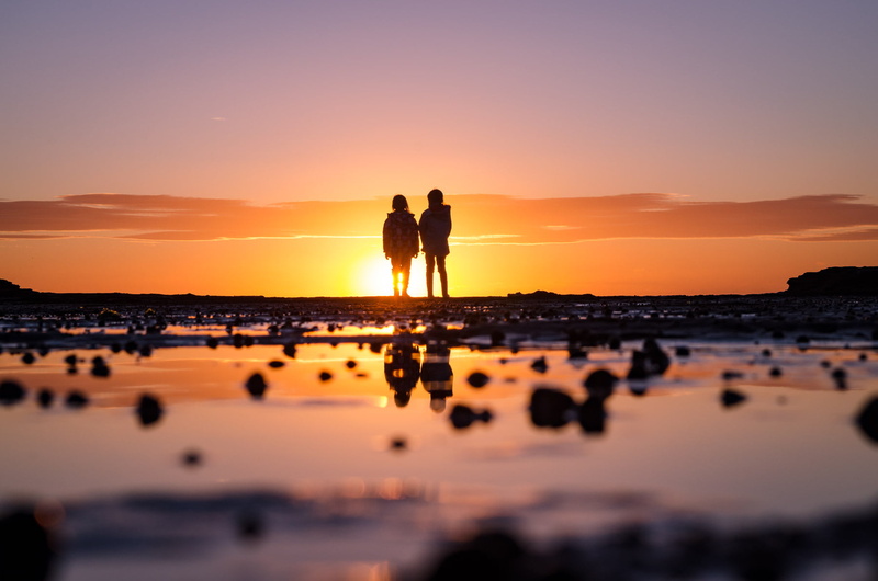 nature, track, North, sunset, men, dusk, hike, couple, beach, sea, camp  sunrise, 720P, silhouette, coast, water, people, outdoors, Era