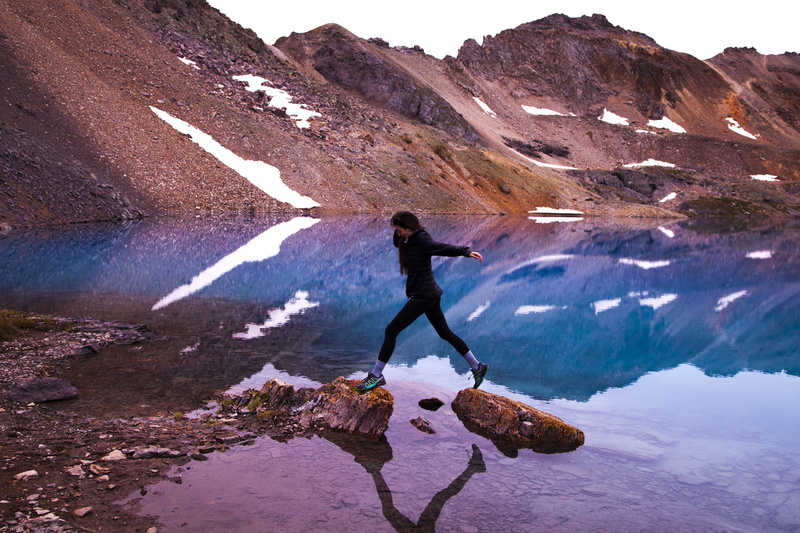 women, jump, snow, outdoors, environment, mountains, lake, person, mountain peak, high, landscape, real people, full length, scenic, reflection, hike, scenics - nature