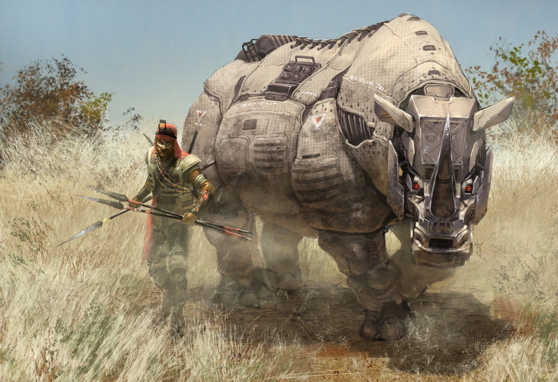 720P, rhino, full length, plant, standing, animal wildlife, one person, field, land, sky, occupation, elephant, outdoors, mammal, nature, real people