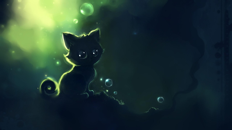artistic, dark, movie, kitten, 1920x1080, scene, darkness, 1080P, cat, bubble, silhouette, cute