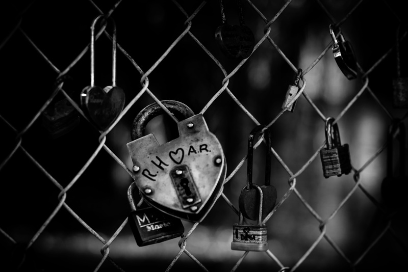 5K, safety, communication, dark, fence, protection, focus on foreground, iron, love, hanging, locks, royalty  images, risk, black background, barrier