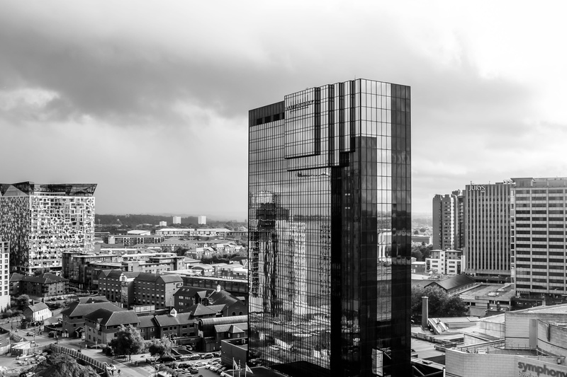modern, skyscraper, building exterior, tal buildings, office, birmingham uk, hyatt hotel birmingham, cloud - sky, hyatt, birmingham skyline, residential district