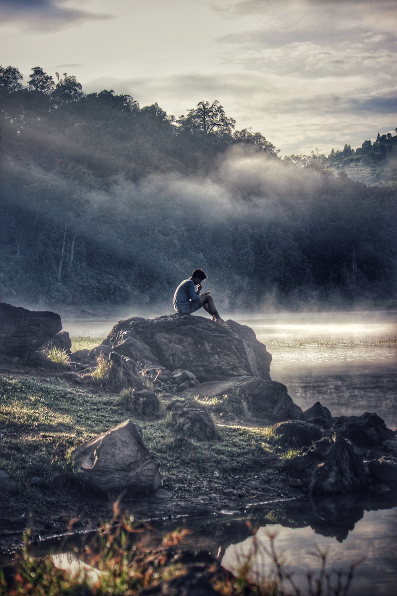 scenics - nature, solid, tranquility, landscape, scenic, mountain, cloud - sky, one person, sunset, man, outdoors, real people, adventure, non-urban scene