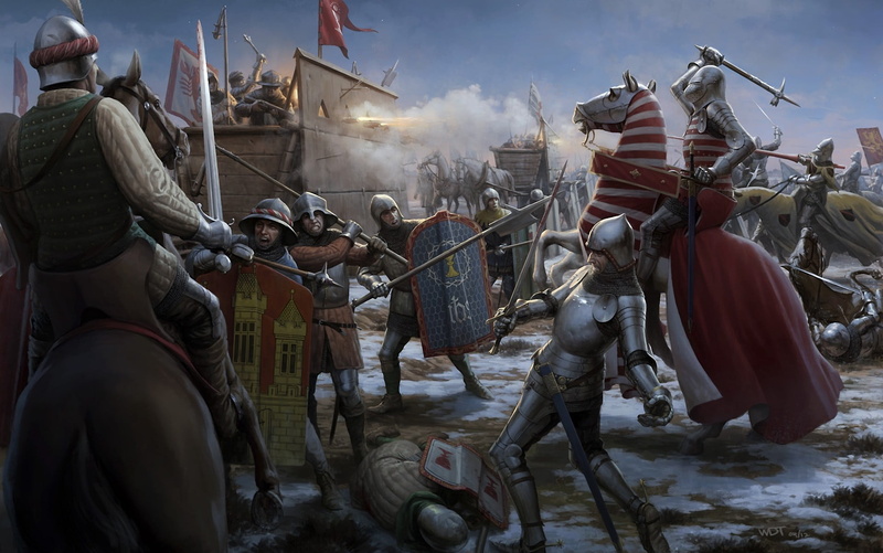flag, horse, nautical vessel, brown, banner, aggression, weapons, smoke - physical structure, people, day, real people, nature, sword, white, 1080P, horses