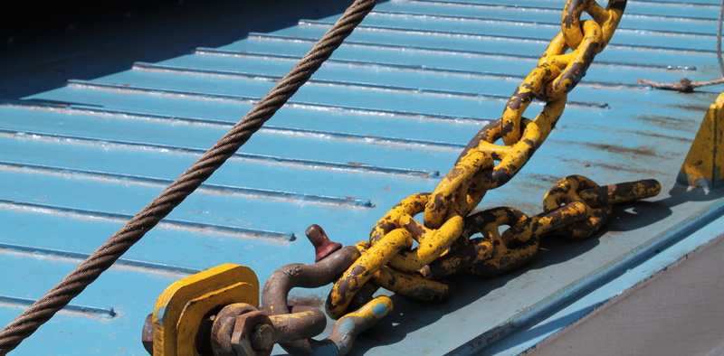 sea, focus on foreground, blue, damaged, rope, day, nature, chain, wood - material, metal, dock, no people, connection, strength, nautical vessel, yellow